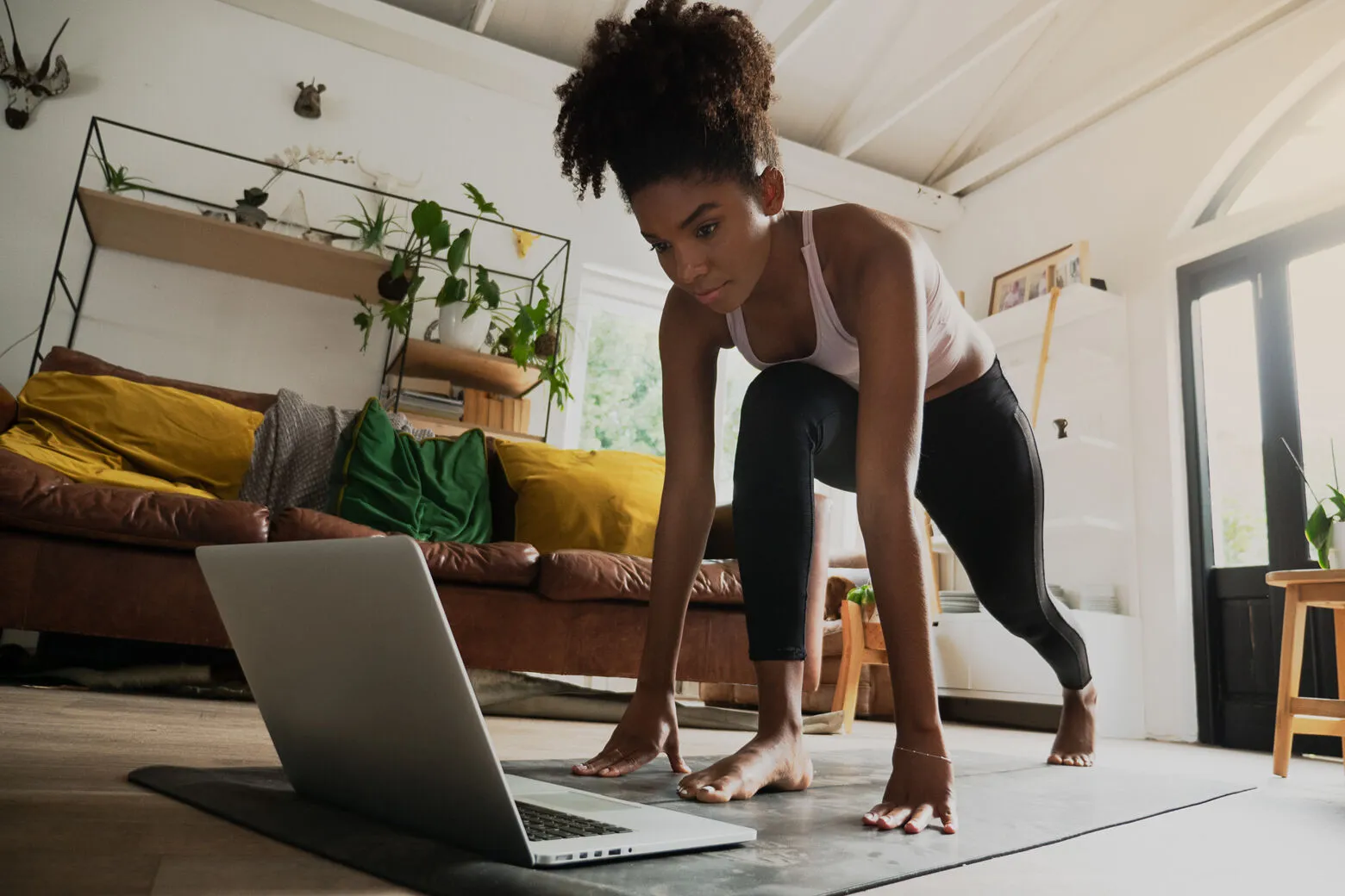 Professional working at an ergonomic desk setup